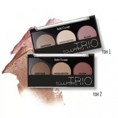 Belor Design Набор для скульптурирования лица SCULPTING TRIО (скульптор, хайлайтер, румяна) тон 002 холодный