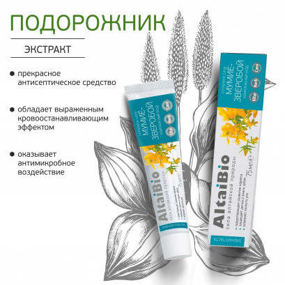 Altai Bio pastă de dinți Complex Care Mumie și Sunătoare 75ml