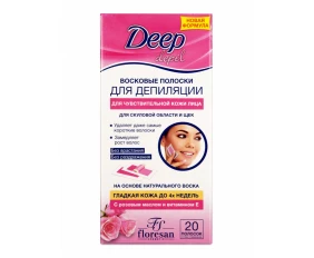 Floresan DEEP DEPIL Восковые полоски для депиляции чувствительной кожи лица 20 шт