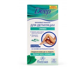Floresan DEEP DEPIL Восковые Полоски для депиляции UNISEX с мятой N20