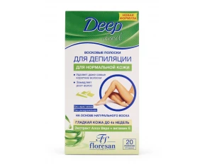 Floresan DEEP DEPIL Восковые Полоски для депиляции лица Алое вера и витамин E N20